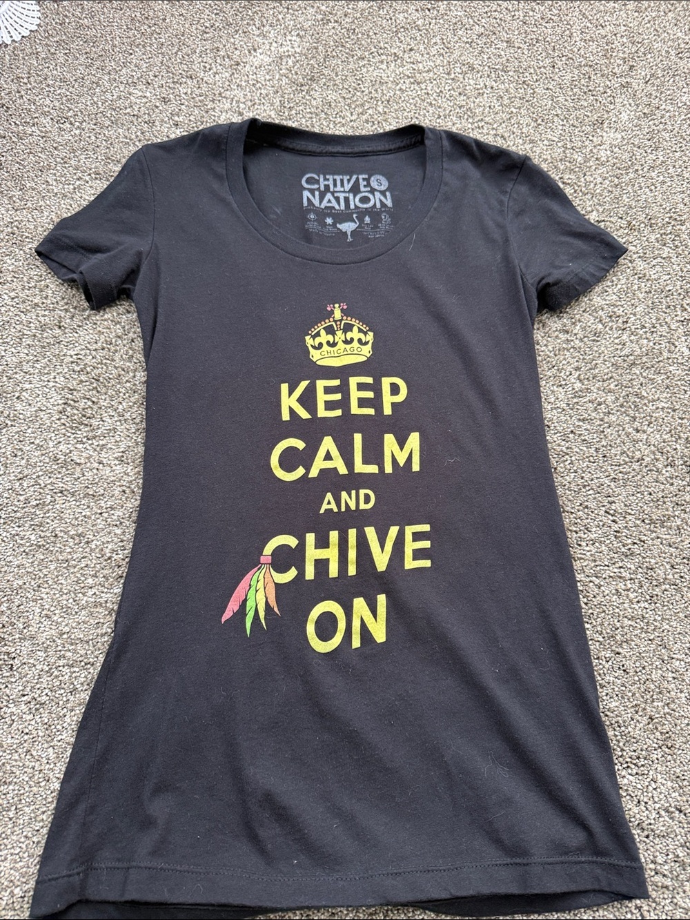 Chive Nation Women's Black 'Keep Calm and Chive On' Graphic Tee